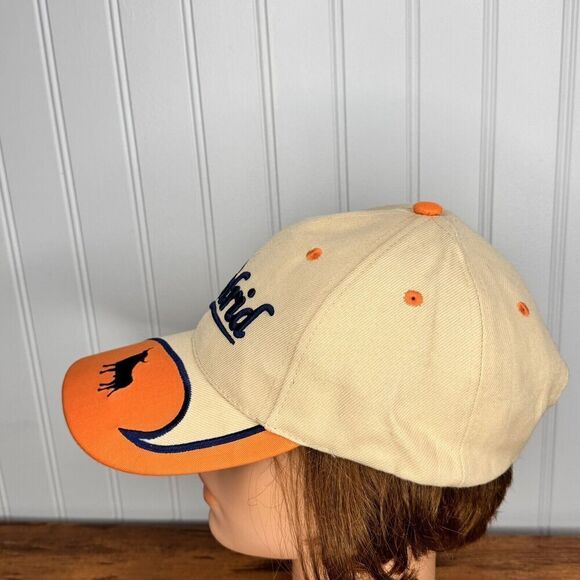 MADRID Bull Spain Flag Embroidered Orange Beige Trucker Hat Adjustable Sz 7 - Picture 4 of 10